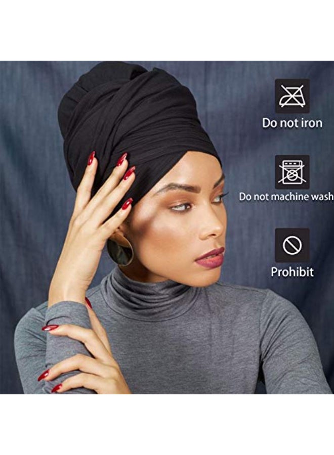 Messen 12 Pieces Head Wrap Scarf Stretch Jersey Turban Extra Long Ultra Soft Urban Headwraps for Women Solid Color African Headwear Headband Tie Set 01 - Image 4
