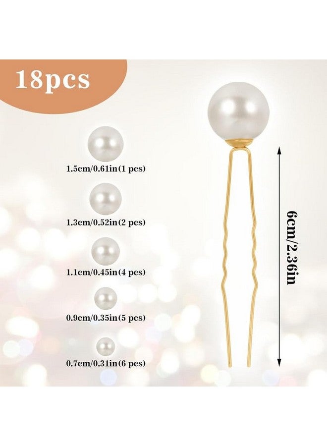 FAMEZA 18Pcs Premium Pearl Bobby Pins Bridal Wedding Hair Peals U Shaped Pearl Hair Pins Accessories for Brides Bridesmaids Women Girls(Gold) - Image 3