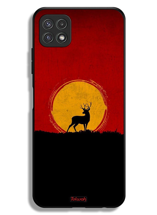 Tolwak Samsung Galaxy A22 5G Protective Case Cover Deer And Moon Artwork - Image 1