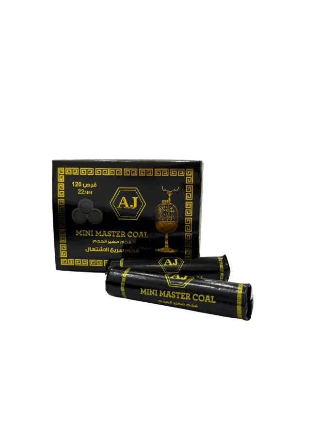 ايه جيه فحم ميني ماستر 22 ملم 120 قطعة فحم بخور سريع الاشتعال - Image 2