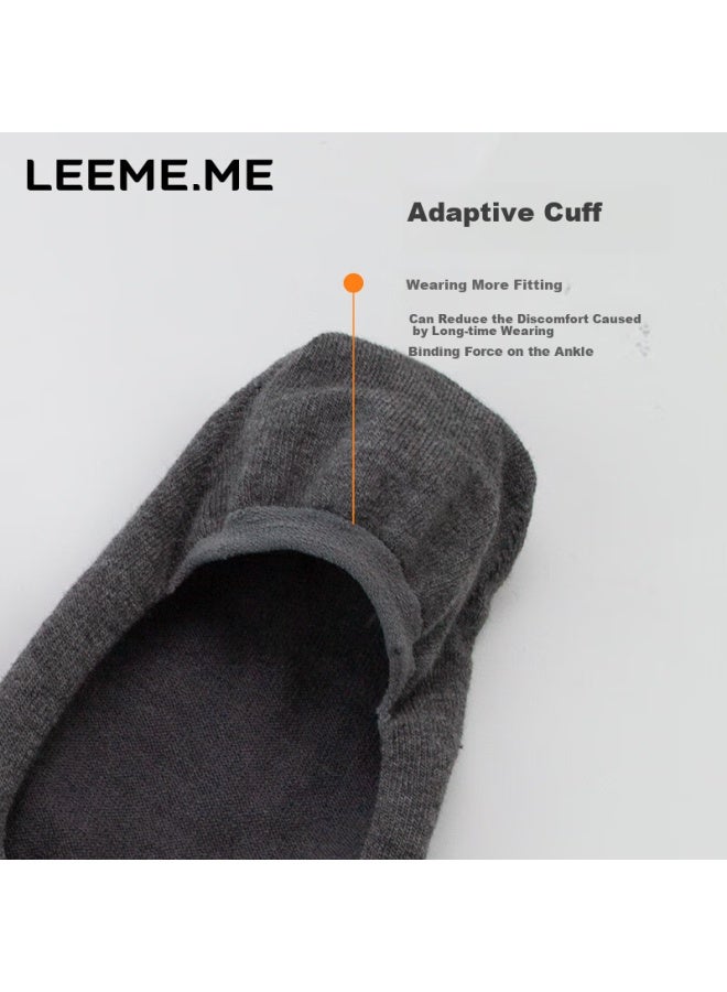 Leeme.me Men's Antibacterial Invisible Boat Socks Plain Men's Short Socks Breathable Cotton Socks 5 Colors - Image 3