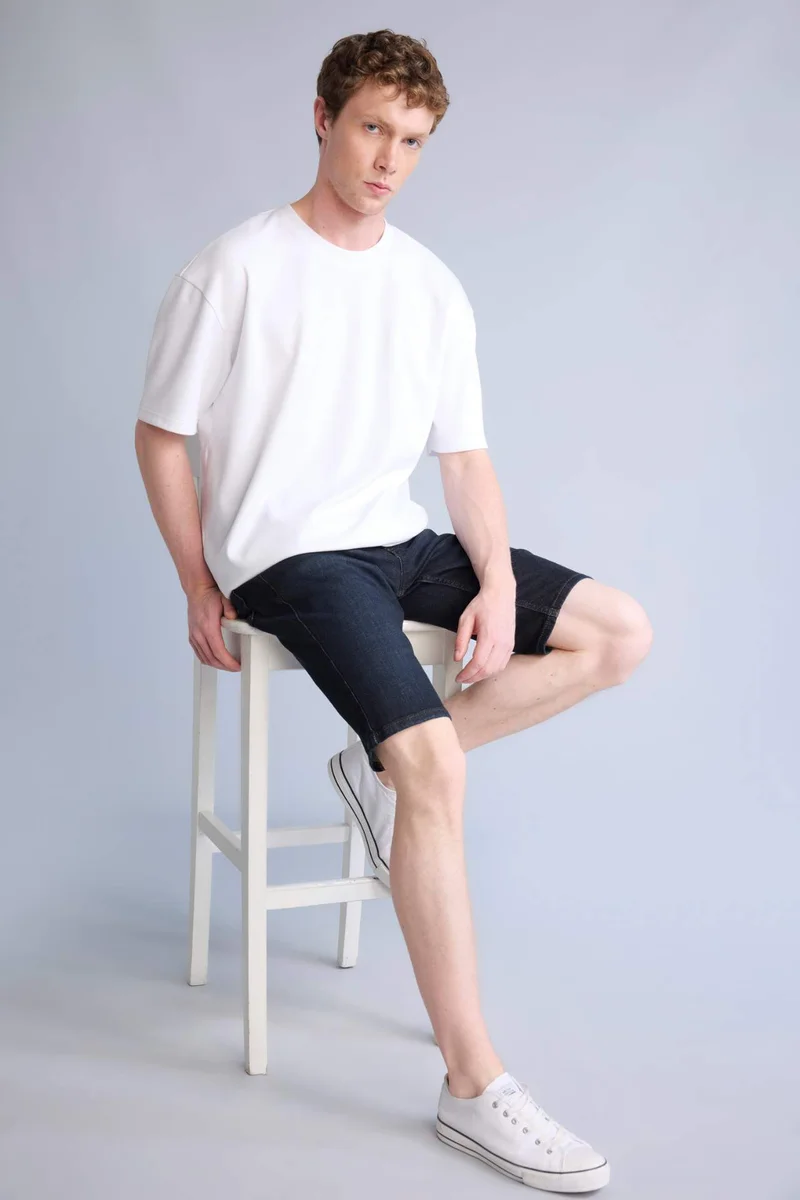 Slim Fit Denim Bermuda Shorts