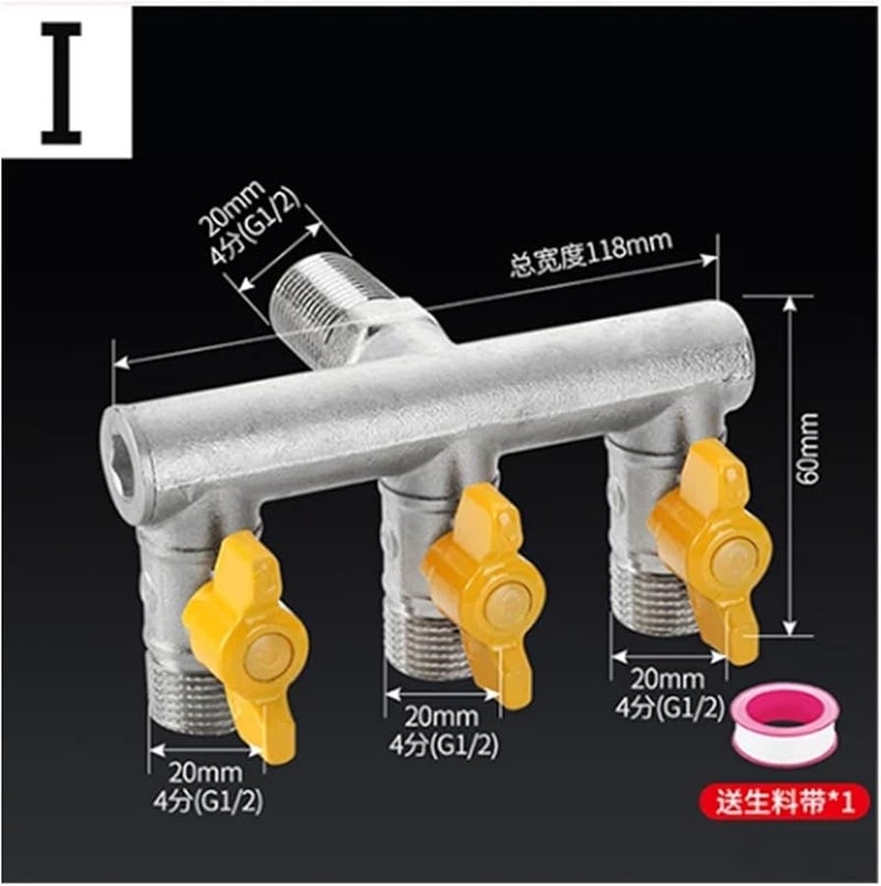 1 2 Inch 3 Way 4 Way Gas Valve Angle Ball Water Heater Faucet Switch Diversion Part Color I - Image 4