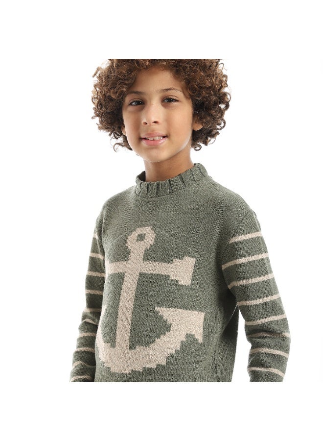 Caesar Boys Knit Pullover – Olive - Image 5
