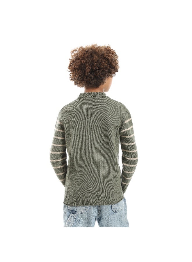 Caesar Boys Knit Pullover – Olive - Image 3