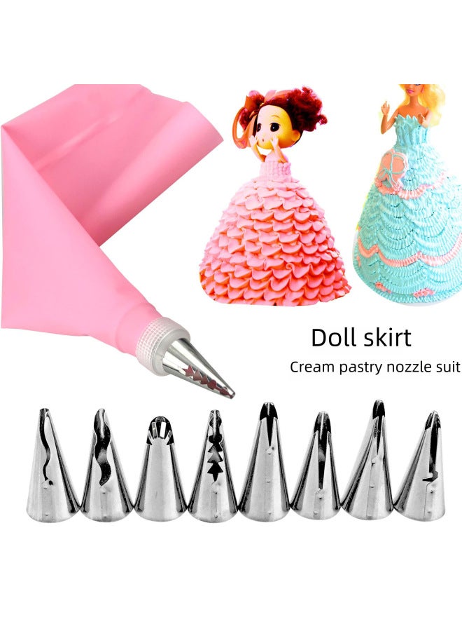 Outlet 10 Piece Set Korean Doll Skirt Cake Cream Mounted Mouth Set With Squeezed Bag Converter-Specifications:8 Barbie Mouth With Pink Eva Bag - Image 1