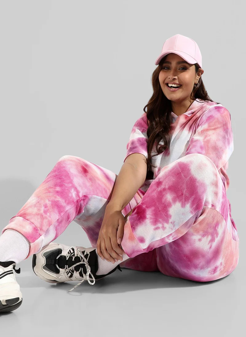 Instafab Plus Tye-Dye Stylish Hooded Co-Ords Set