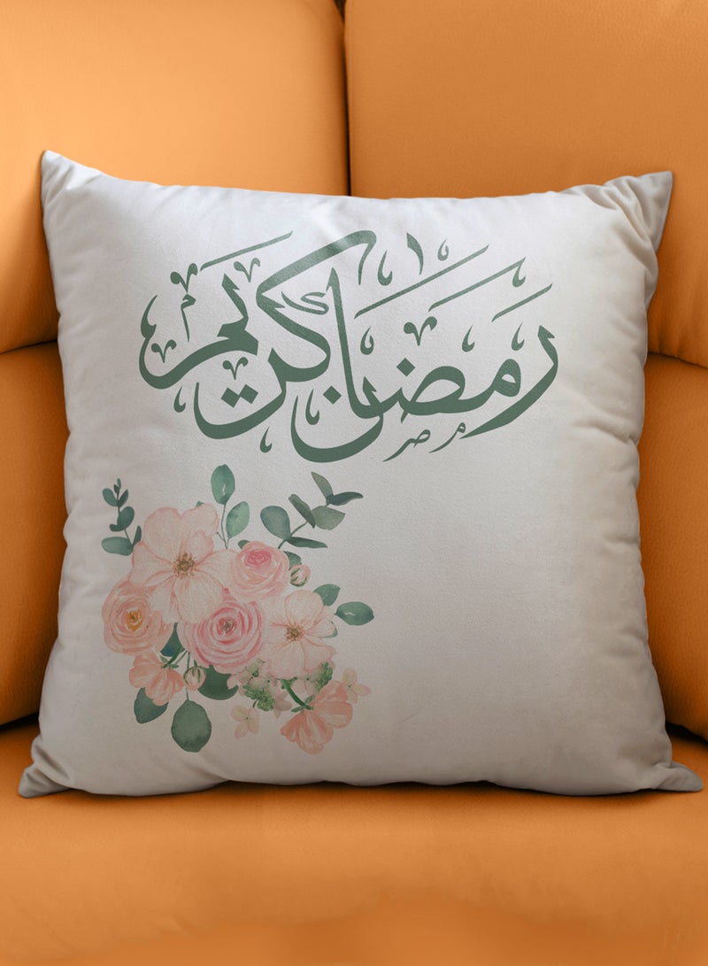 لوحة غطاء وسادة من البوليستر بتصميم رمضان كريم ونمط ورود - Image 2