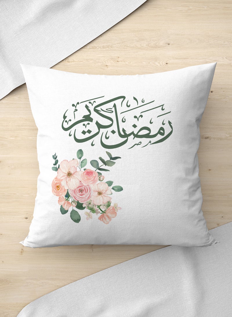 لوحة غطاء وسادة من البوليستر بتصميم رمضان كريم ونمط ورود - Image 3