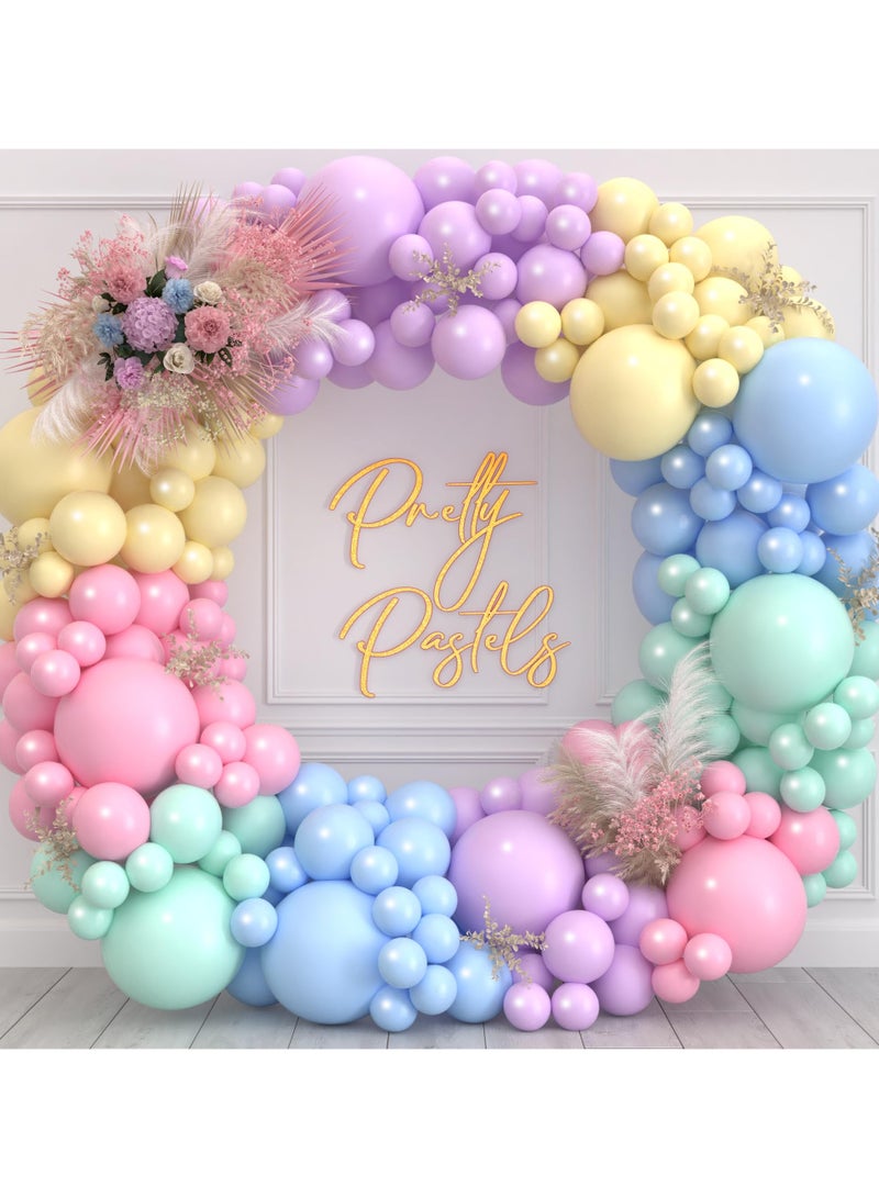 122Pcs بالون باستيل Garland Arch Kit,Macaron Balloons Garland Kit with Party Balloon بالون لاتكس for Boys Girls Birthday Party Decoring, Wedding,Baby Shower Decoring, Anniversary (باللغة الإنجليزية) - Image 1