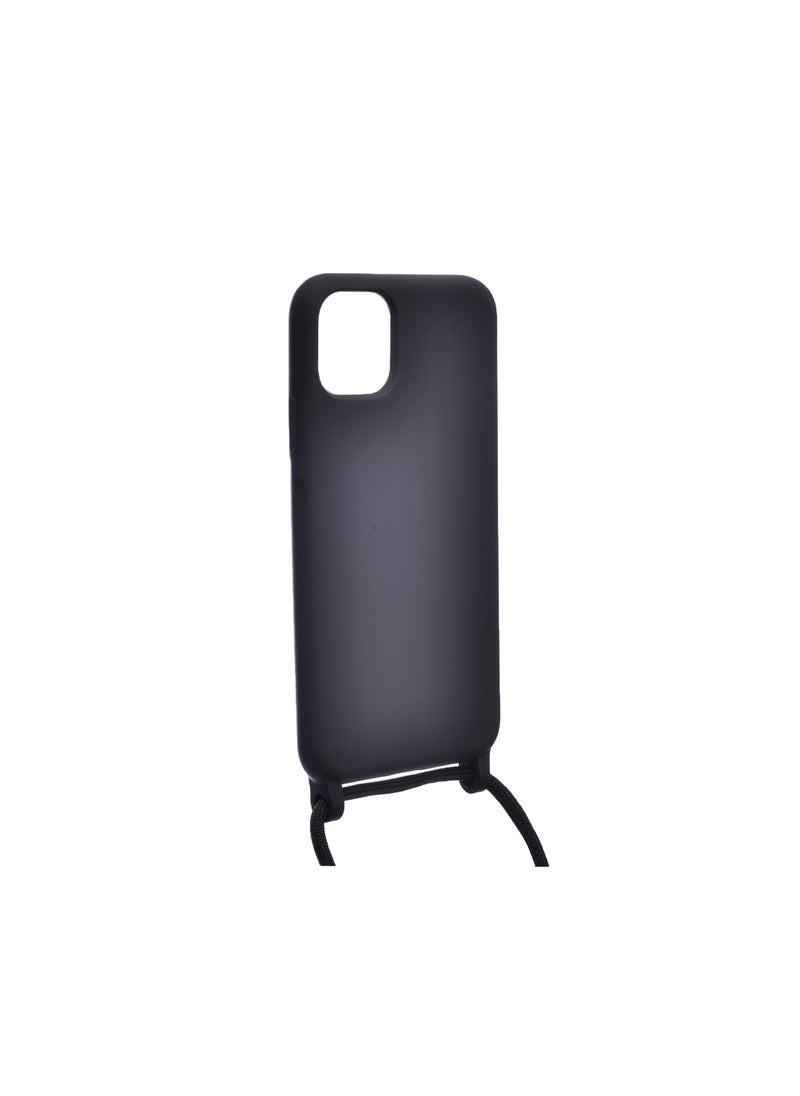 Generic - Silicone Back Phone Protection Cover With Fabric Strap And Safety Edges For Iphone 11 Pro Max - Black - Image 1