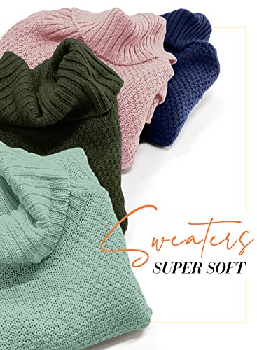 DOROSE Women Casual Sweaters Pullover Fall Turtleneck Oversized Knit Tunic Tops Sage Green - Image 5