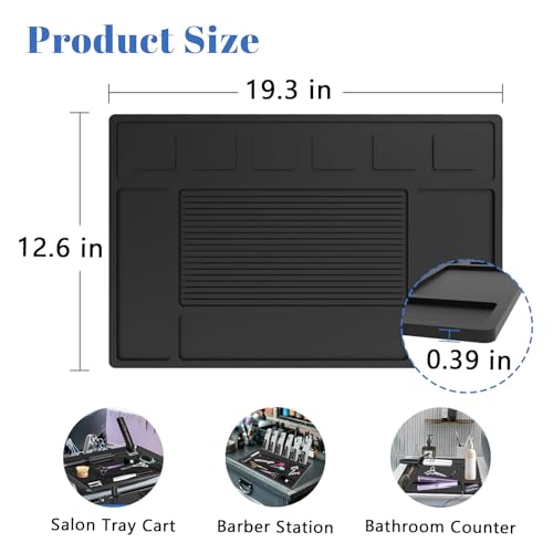 Botyboty Magnetic Barber Mat for Clippers with 6 Magnets Barber Station Organizer Magnetic Tool Mat Barber Matt Organizer Station Magnetic Clipper Mat for Tools Pad for Grooming Table Tray Stations Clipper - Image 3