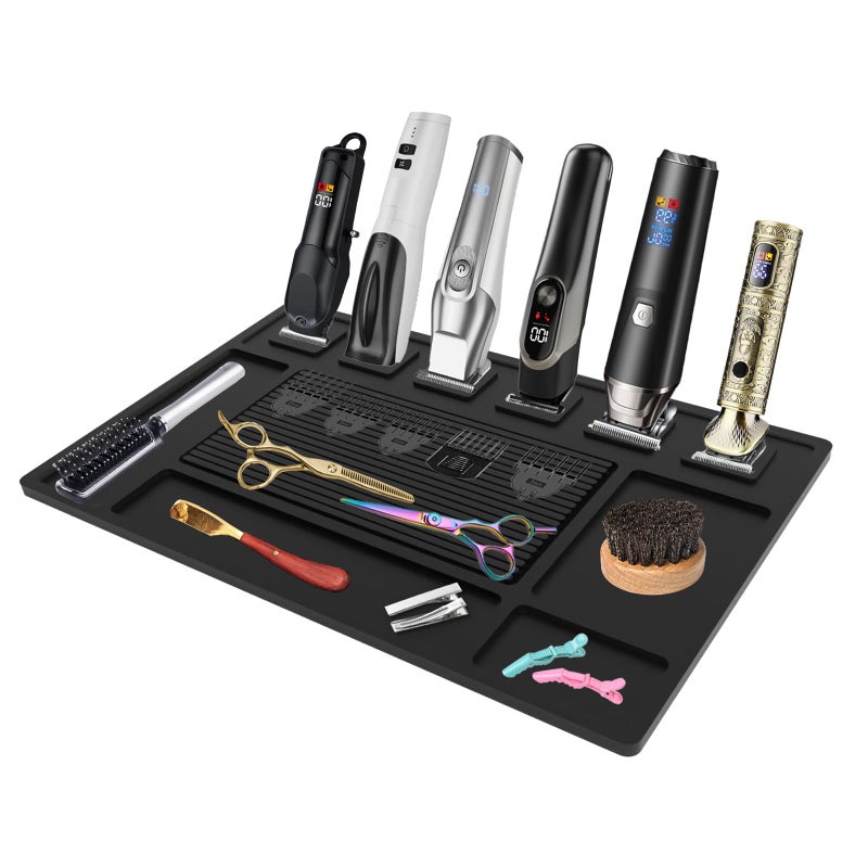 Botyboty Magnetic Barber Mat for Clippers with 6 Magnets Barber Station Organizer Magnetic Tool Mat Barber Matt Organizer Station Magnetic Clipper Mat for Tools Pad for Grooming Table Tray Stations Clipper - Image 2