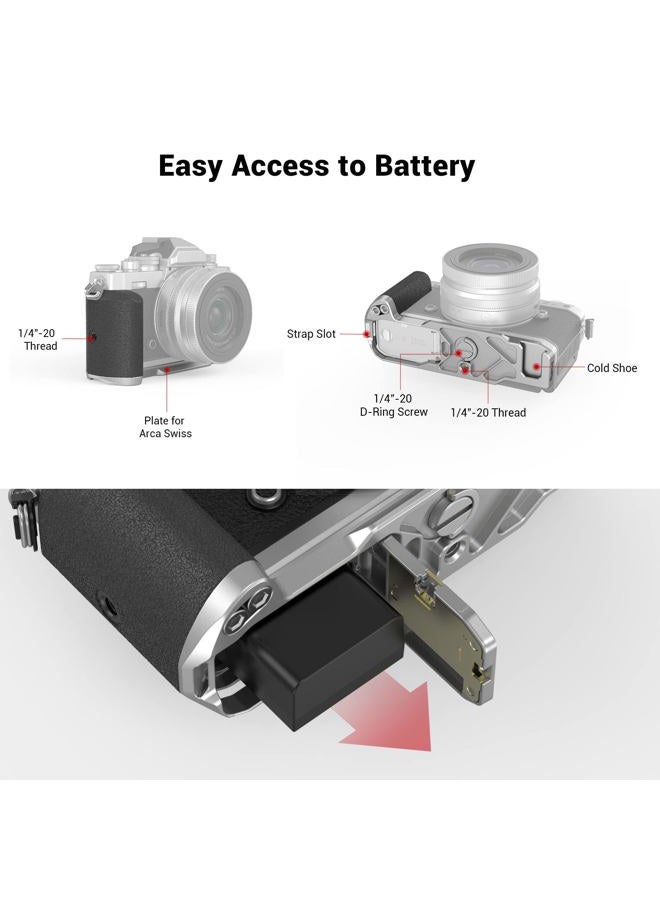 SmallRig Z fc Handgrip L-Shape Grip Holder for Nikon Z fc Camera, Retro-Style Side Handle with 1/4"-20 Threaded Hole, Cold Shoe, Quick Release Plate for Arca, Lightweight and Comfort (Sliver) - 3480 - Image 4