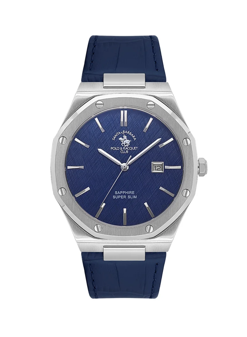 SANTA BARBARA POLO & RACQUET CLUB Santa Barbara Polo & Racquet Club - Noble Men's Watch | Leather Band with Steel Case | Analog | Round Dial | Sapphire Glass | Japanese Quartz | Water Resistance 50 Meters
