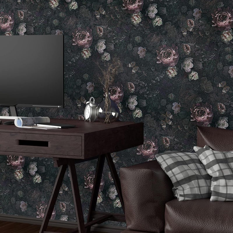 Black Floral Self Adhesive Wallpaper - Waterproof Vinyl Wrap for Home Decor - Image 5