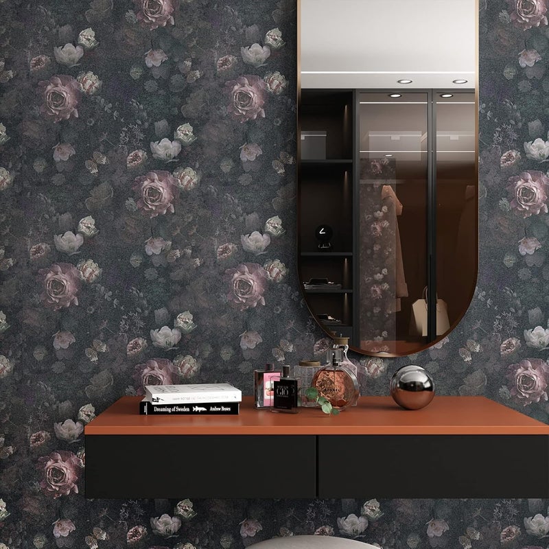 Black Floral Self Adhesive Wallpaper - Waterproof Vinyl Wrap for Home Decor - Image 3