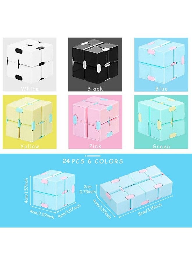 Sumind - 24 Pieces Infinity Cubes Fidget Cube Toys Bulk Mini Fidget Blocks Cube Gadget Sensory Fidget Toy Hand Held Fidget Blocks Game Finger Gadget Gift For Adults Anxiety Stress Relief(Cute Style) - Image 1