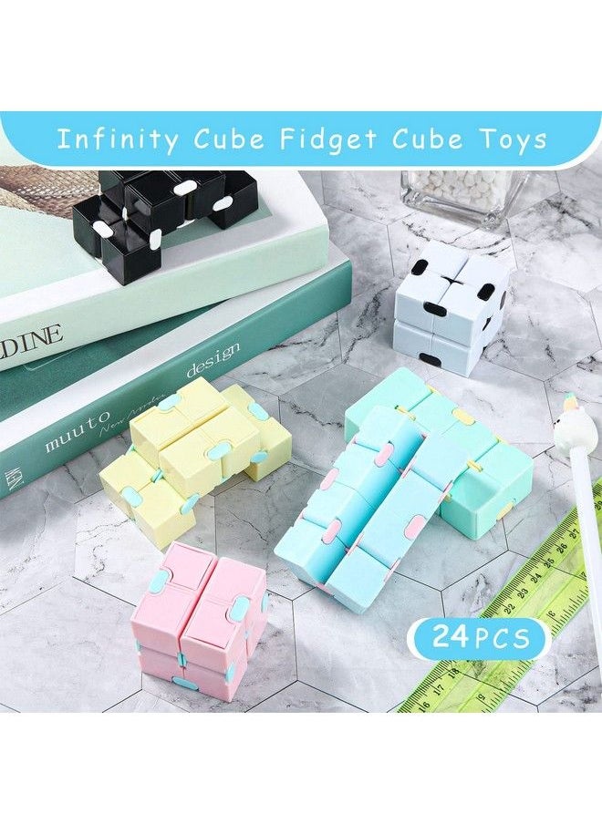 Sumind - 24 Pieces Infinity Cubes Fidget Cube Toys Bulk Mini Fidget Blocks Cube Gadget Sensory Fidget Toy Hand Held Fidget Blocks Game Finger Gadget Gift For Adults Anxiety Stress Relief(Cute Style) - Image 1