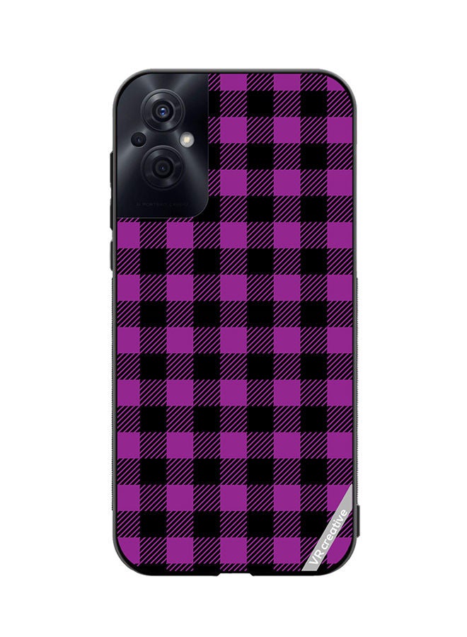 VR CREATIVE Protective Case Cover For Oppo Reno8 Z Purple And Black Chequered Design Seamless Pattern Design Multicolour - Image 1