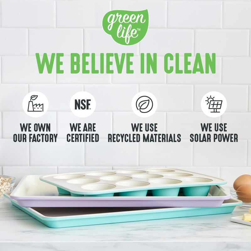 GreenLife Bakeware 18â€ x 13â€ Half Cookie Sheet Baking Pan, Non-Toxic PFAS-Free Healthy Ceramic Nonstick, Oven Safe to 450Â°F, Easy Release, Even Heating, Easy Clean, Black - Image 4