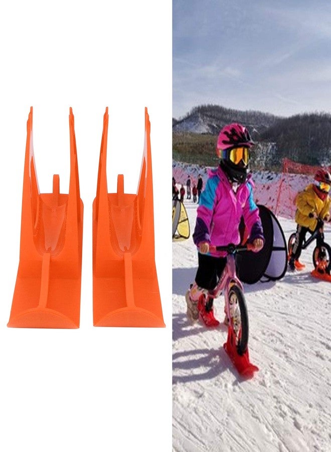 BORDSTRACT Balance Bike Snow Ski Set, Winter Sledge Board Attachment, Kids No Pedal Training Bicycle Skiing Sled, for Balance Bike, Walker, Golf Push Cart(Orange) - Image 3