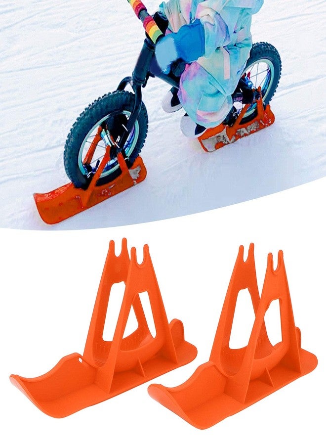 BORDSTRACT Balance Bike Snow Ski Set, Winter Sledge Board Attachment, Kids No Pedal Training Bicycle Skiing Sled, for Balance Bike, Walker, Golf Push Cart(Orange) - Image 2