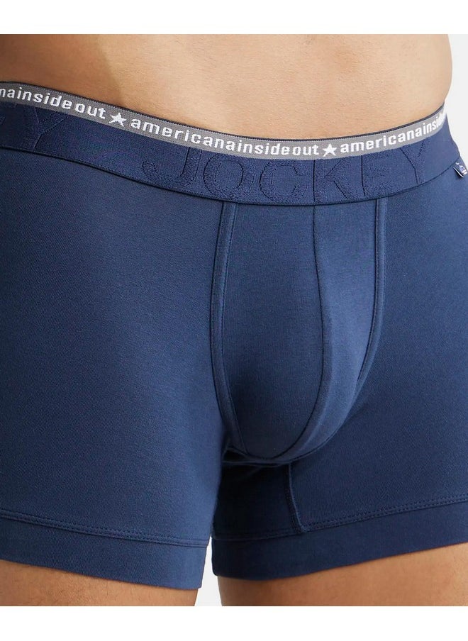 JOCKEY - Jockey US60 Men's Super Combed Cotton Elastane Stretch Solid Trunk with Ultrasoft Waistband_Navy_XL - Image 1