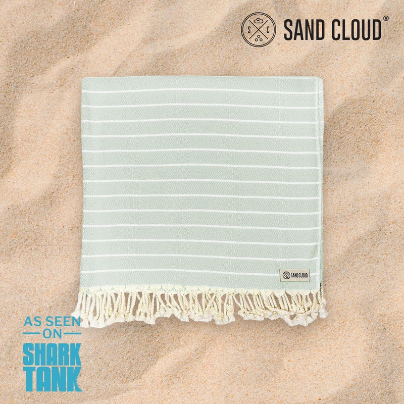 Sand Cloud Turkish Beach Towel - Sand Proof - 100% Certified Organic Turkish Towel - Quick Dry Towel for Beach, Picnic, Blanket or Bath Towel - As Seen on Shark Tank - Gocek (Sage Green) - Image 2