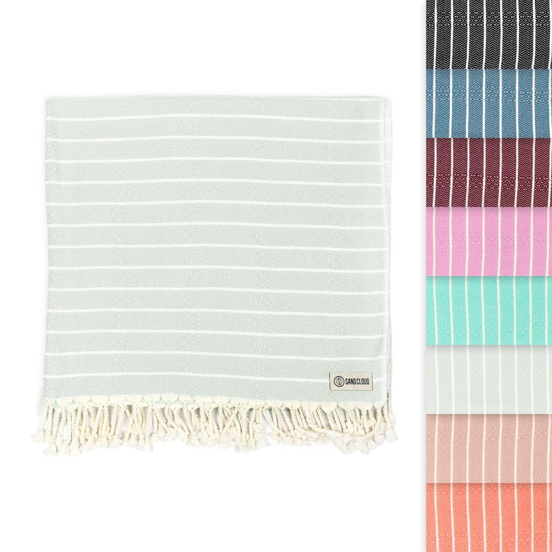 Sand Cloud Turkish Beach Towel - Sand Proof - 100% Certified Organic Turkish Towel - Quick Dry Towel for Beach, Picnic, Blanket or Bath Towel - As Seen on Shark Tank - Gocek (Sage Green) - Image 1