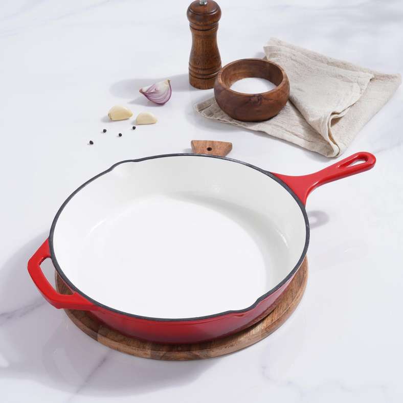 Pan Home Glazura Enameled Cast Iron Fry Pan 46x30x5.5cm - Ombre Red - 201AIC9901500 - Image 1