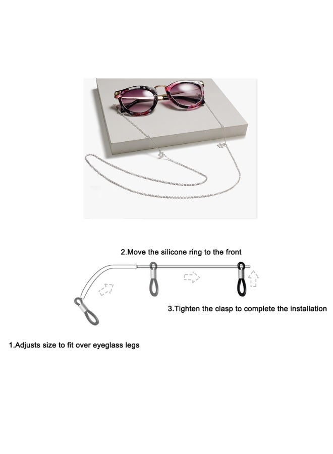 2 قطعة من سلاسل النظارات النسائية المصنوعة من السبائك المعدنية وحبل النظارات الشمسية وحزام النظارات الشمسية - Image 4