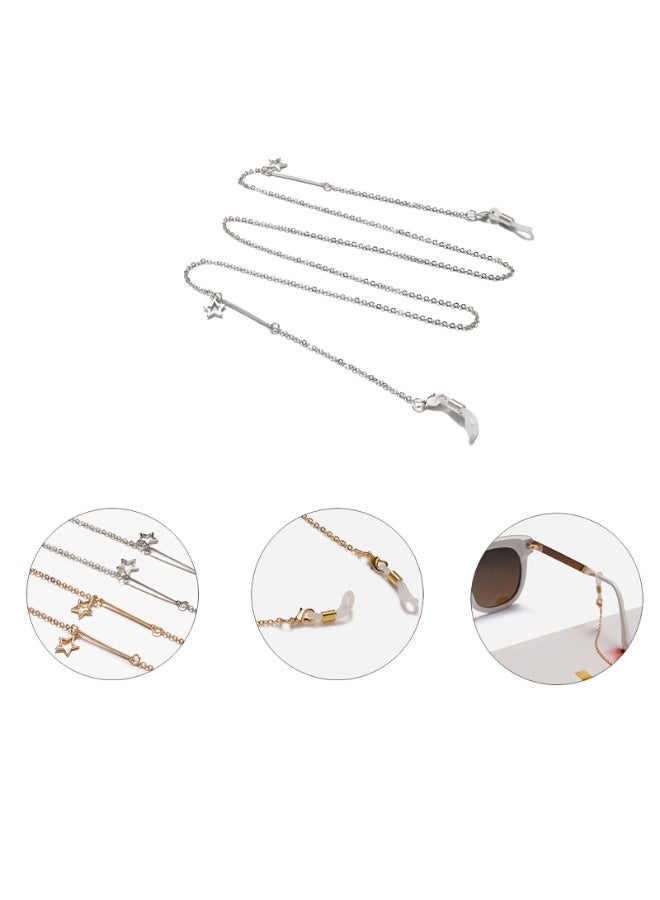 2 قطعة من سلاسل النظارات النسائية المصنوعة من السبائك المعدنية وحبل النظارات الشمسية وحزام النظارات الشمسية - Image 3