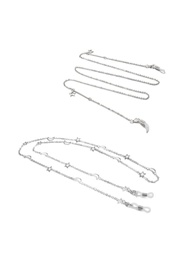 2 قطعة من سلاسل النظارات النسائية المصنوعة من السبائك المعدنية وحبل النظارات الشمسية وحزام النظارات الشمسية - Image 1