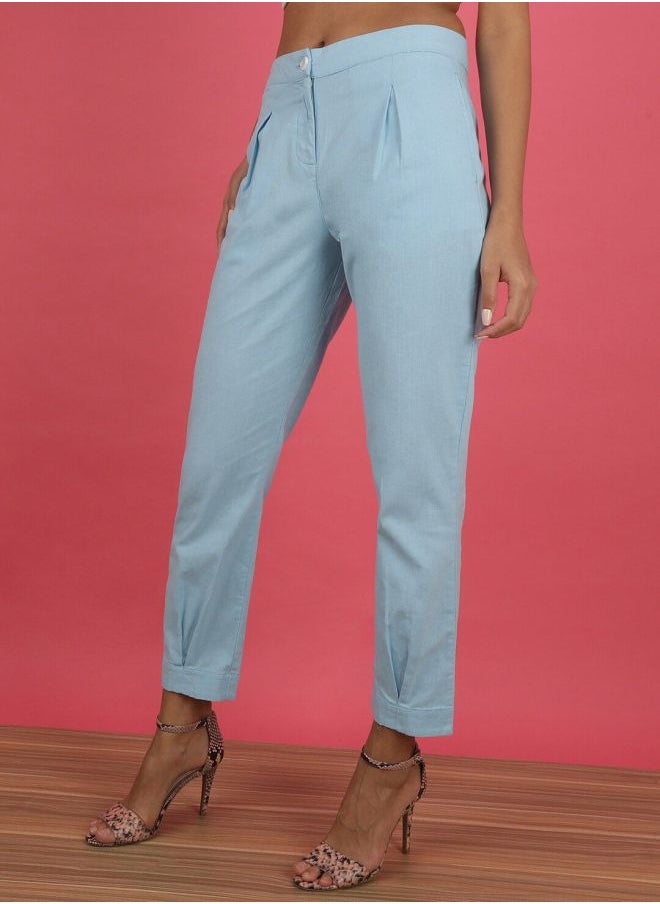 Freehand - Women Tapered Solid Mid-Rise Pleated Pants - Image 1