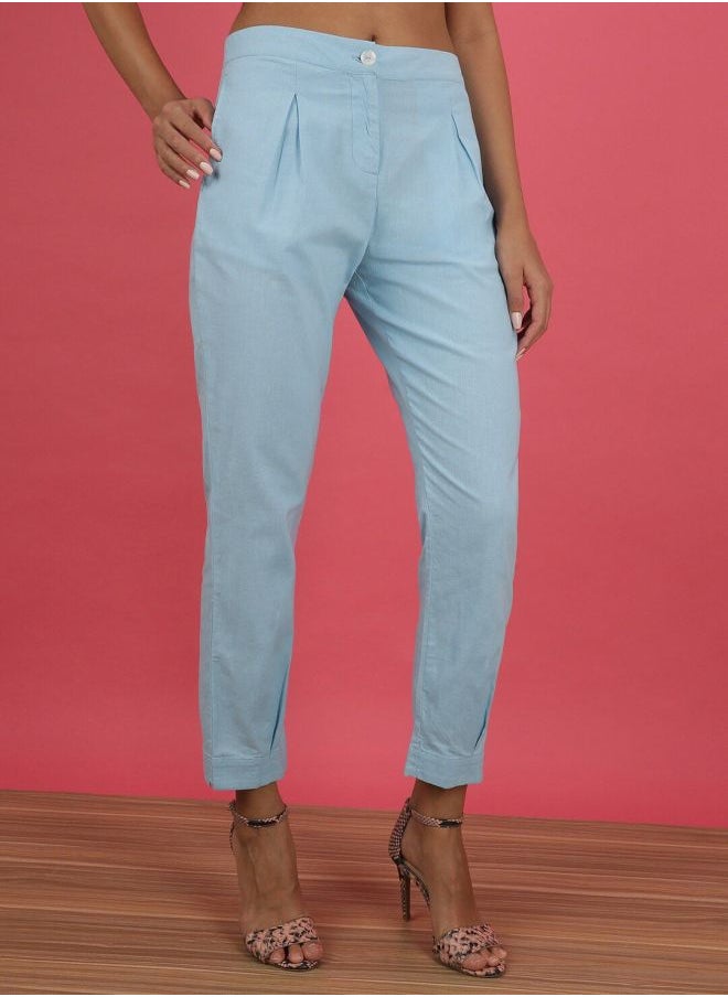 Freehand - Women Tapered Solid Mid-Rise Pleated Pants - Image 1