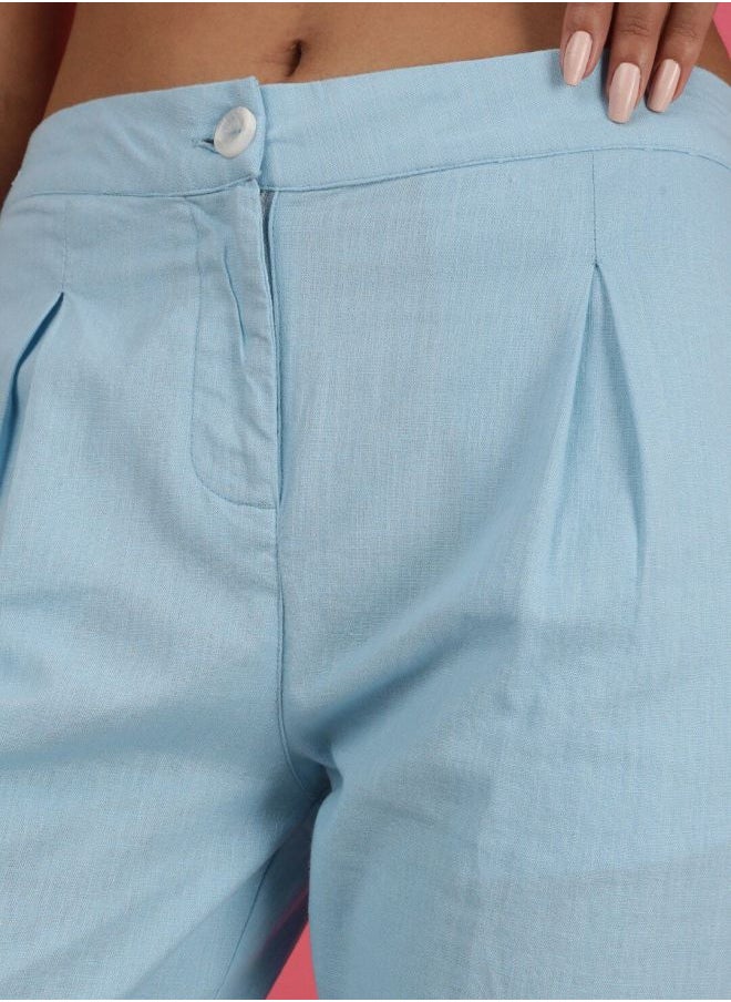 Freehand - Women Tapered Solid Mid-Rise Pleated Pants - Image 1