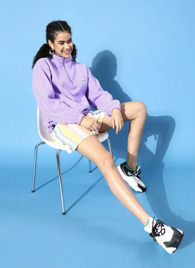 STREET 9 Elegant Lavender Solid Sweatshirt for Women