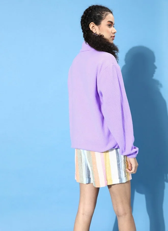 STREET 9  Elegant Lavender Solid Sweatshirt for Women for Women | Best Price UAE