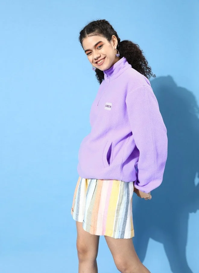 STREET 9  Elegant Lavender Solid Sweatshirt for Women for Women | Best Price UAE