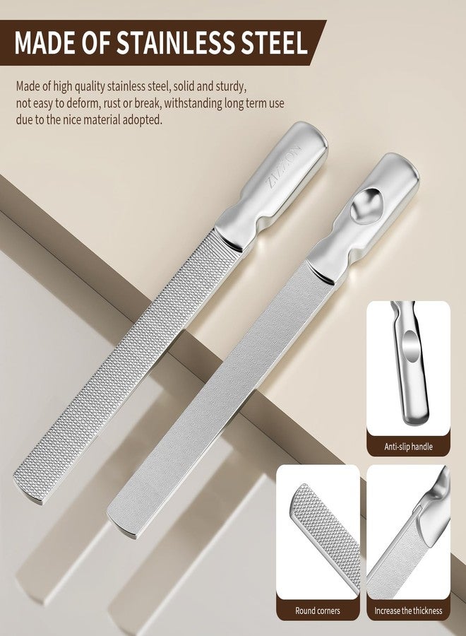 ZIZZON Professional Stainless Steel Nail Files Double Sided for Women and Men, Heavy Duty Reusable Manicure Filer for Natural Nails, Great for Home Salon or Travel Use 2 Pieces - Image 3