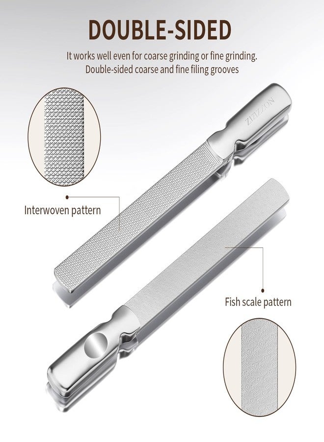 ZIZZON Professional Stainless Steel Nail Files Double Sided for Women and Men, Heavy Duty Reusable Manicure Filer for Natural Nails, Great for Home Salon or Travel Use 2 Pieces - Image 2