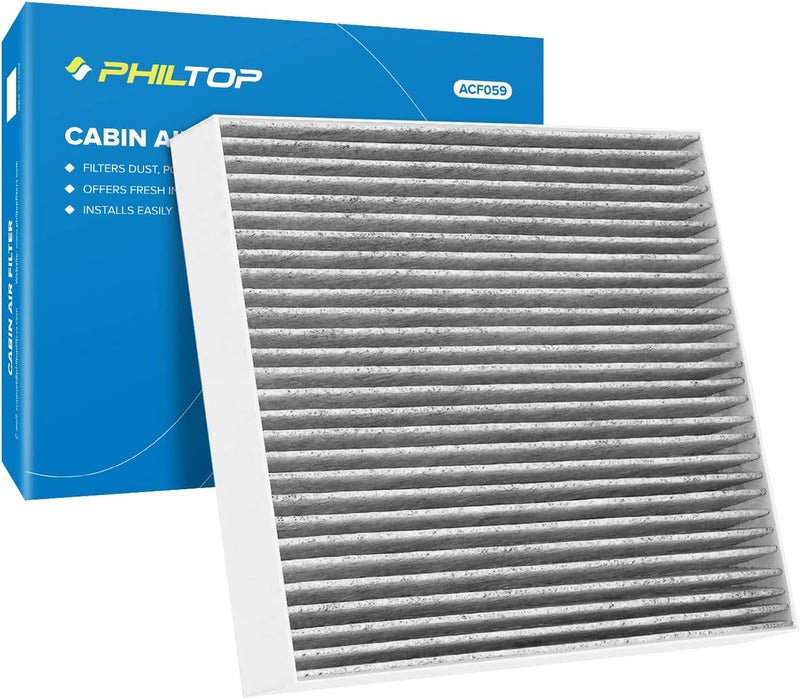 PHILTOP Cabin Air Filter, Replacement for Sonata 2006-2010, Santa Fe 2007-2009, Optima 2006-2010, Azera 2006-2008, Premium ACF059(CF10381) Cabin Filter with Activated Carbon, Filter Up Dust Pollen - Image 1