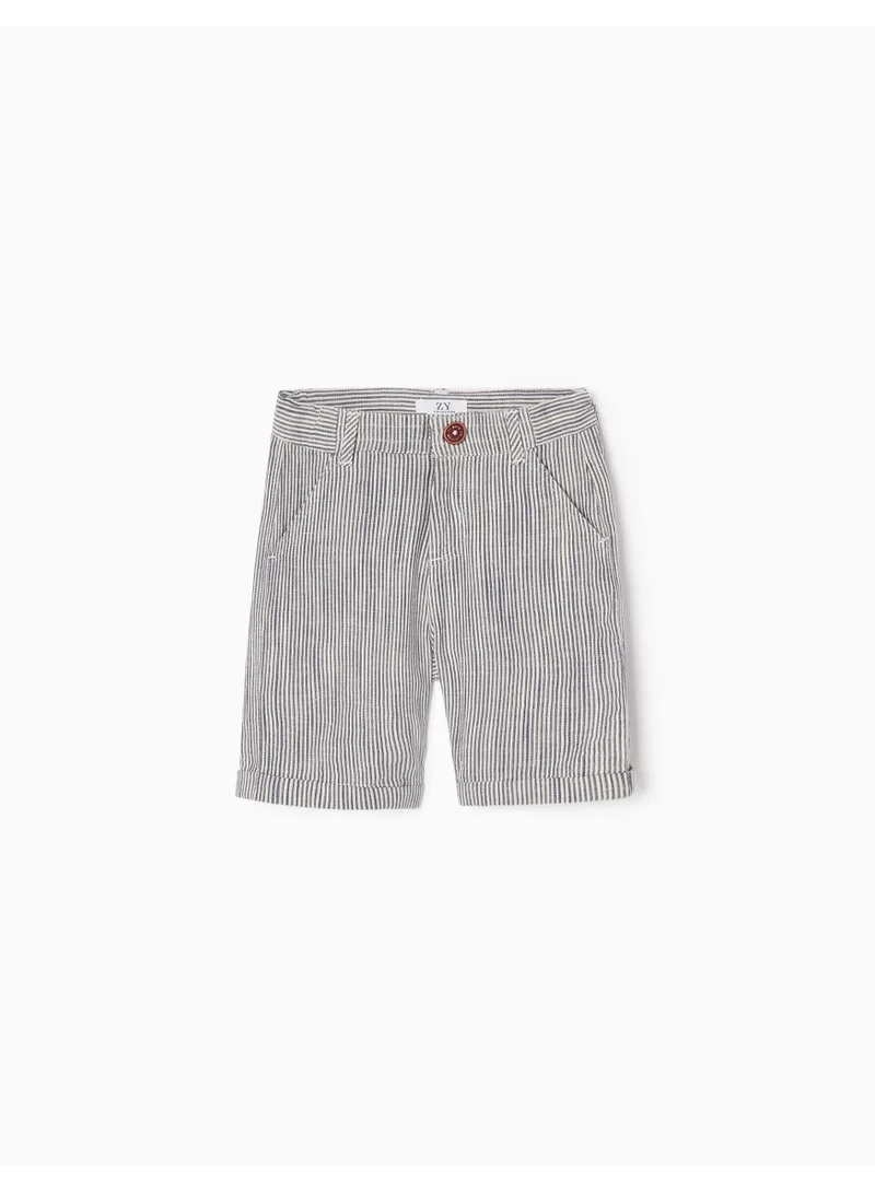 Zippy Zippy Striped Cotton And Linen Shorts For Boys