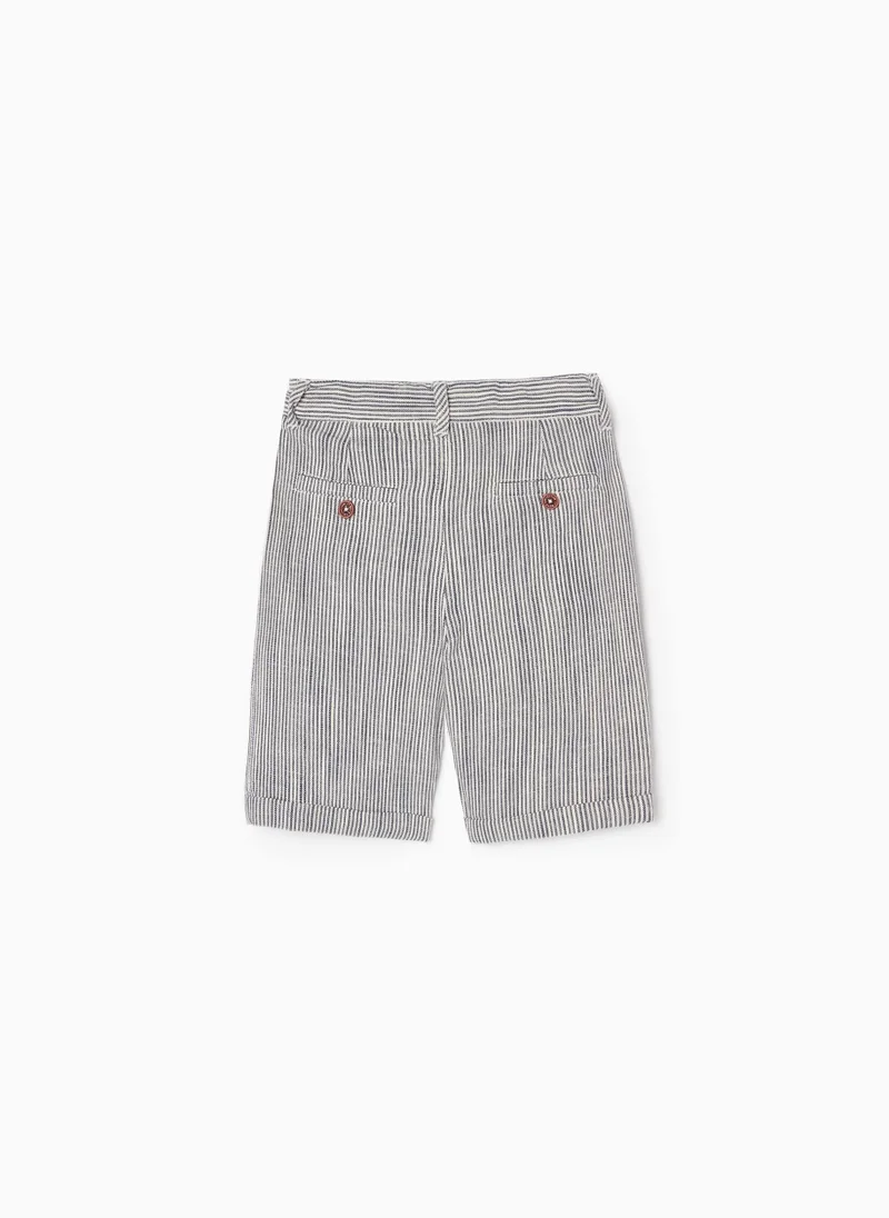 زيبي Zippy Striped Cotton And Linen Shorts For Boys