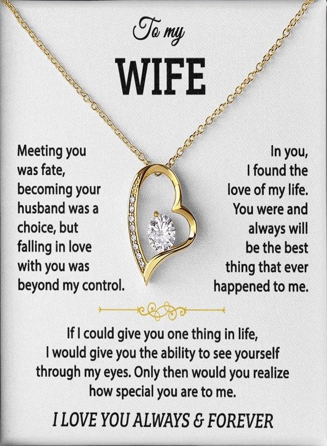 LUXUS™ 18K Gold Finish Heart Pendant Necklace for Wife - Emotional Love Necklace with 7mm CZ Stone & Adjustable Chain - Romantic “To My Wife” to Express Deep Love in Luxury Gift Box - Image 1
