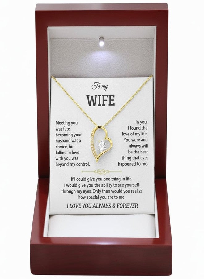 LUXUS™ 18K Gold Finish Heart Pendant Necklace for Wife - Emotional Love Necklace with 7mm CZ Stone & Adjustable Chain - Romantic “To My Wife” to Express Deep Love in Luxury Gift Box - Image 5