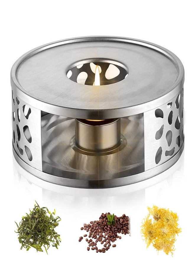 FOXNSK Teapot Warmer with Hollow Frame Design Candle Holder Stainless Steel Coffee Warmer Base for Glass Teapot and Other Heatproof Dish Warming Use - Image 1