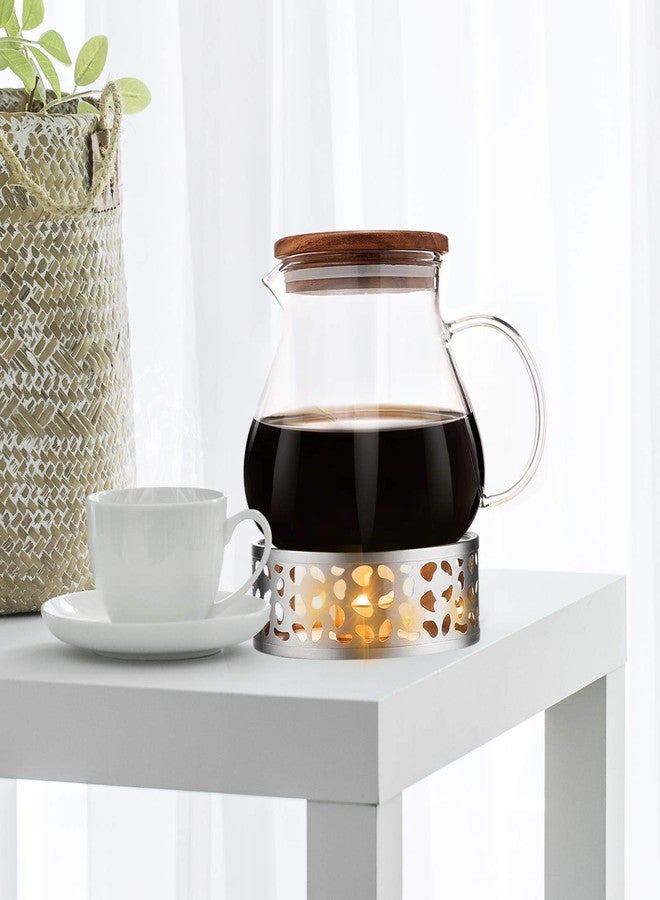 FOXNSK Teapot Warmer with Hollow Frame Design Candle Holder Stainless Steel Coffee Warmer Base for Glass Teapot and Other Heatproof Dish Warming Use - Image 2
